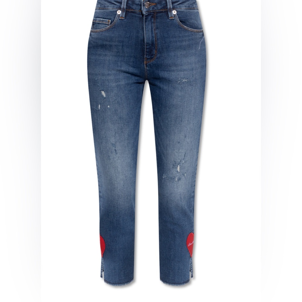 Love Moschino Mid Rise Heart Logo Jeans